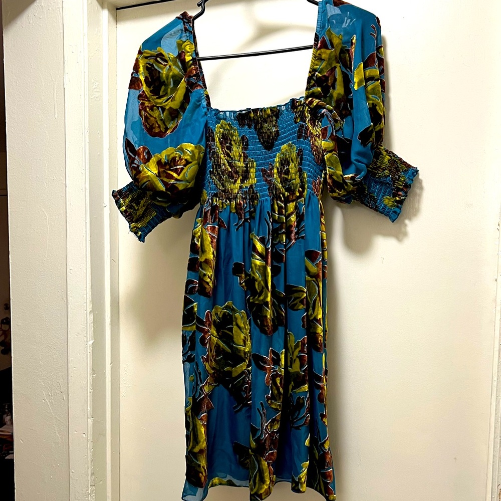 🚫SOLD🚫 Vintage Betsey Johnson Burnout Velvet Floral Babydoll Dress - Picture 1 of 5